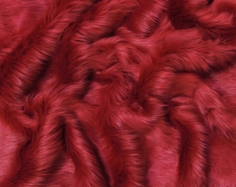 Dark Red faux fur 2" pile, red fur fabric, dark red fur craft squares, dark red fursuit fur, red fake fur, dark red faux fur, Valentine fur