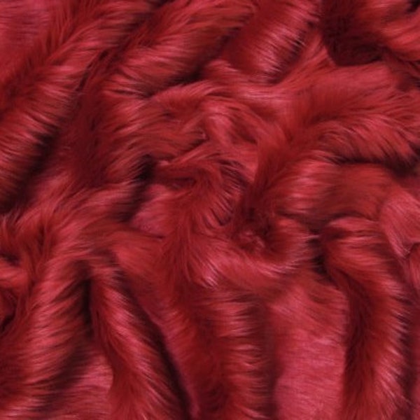 Dark Red faux fur 2" pile, red fur fabric, dark red fur craft squares, dark red fursuit fur, red fake fur, dark red faux fur, Valentine fur