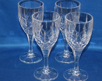 Vintage Crystal Wine Goblets, Set of 4 Large Glasses, Water Goblet Bar Collectible Barware Memorabilia Breweriana