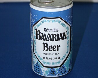 Vintage Schmidt’s Bavarian Beer Steel Can Pull Tab 1970’s unopened empty Bar Memorabilia Barware Collectible Breweriana Advertisement