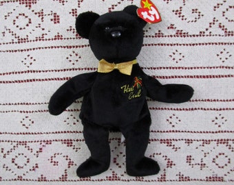 Vintage TY Beanie Bear THE END First Edition 1999 Retired Star Tag with Errors Beanie Babies New Year Black Bear Millennial Holiday