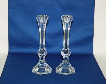 Vintage Pair Lead Crystal Hexagon Shaped 9 inch Candlesticks set of 2 candle holder – Wedding, Holiday, Christmas, Birthday candlestick