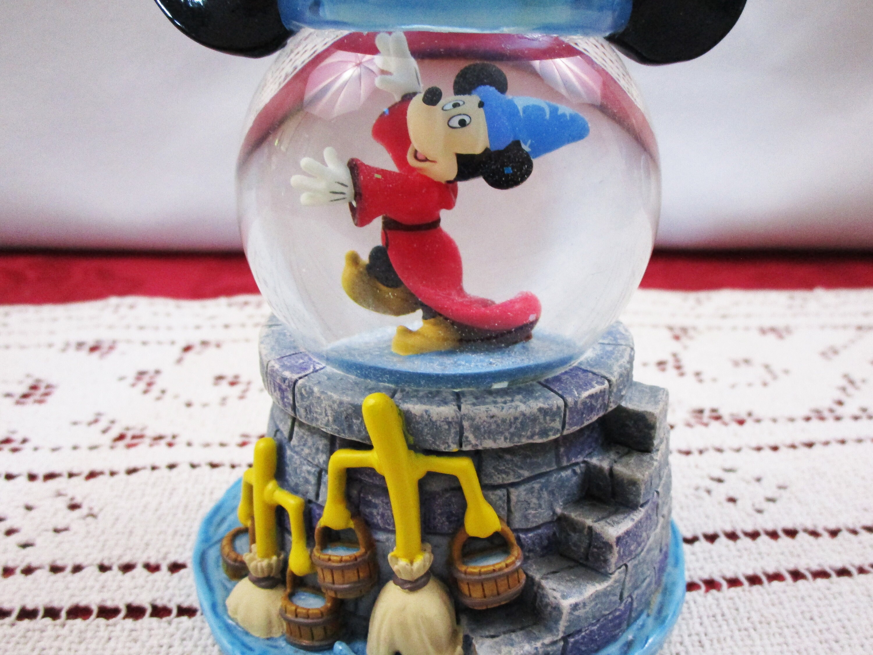Vintage Disney Sorcerer Mickey Resin and Lucite Snow Globe Disneyana