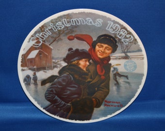 Vintage Edwin M Knowles Norman Rockwell Heritage Collectors Plate - Christmas Courtship 1982 Cabinet Plate Holiday Collector Plate