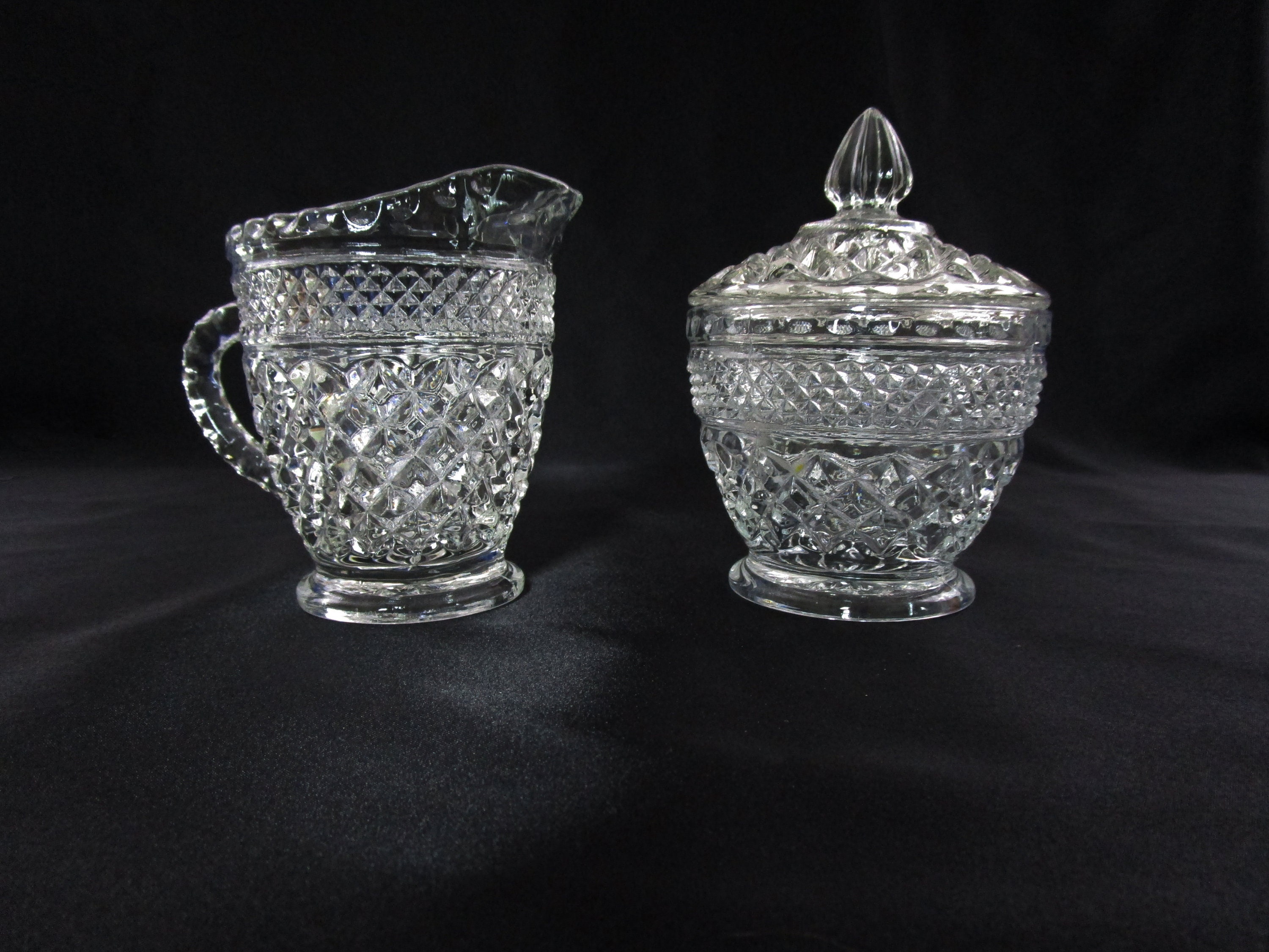 Vintage Glass Creamer And Sugar Bowl Anchor Hocking Wexford 3 Gallery Photo