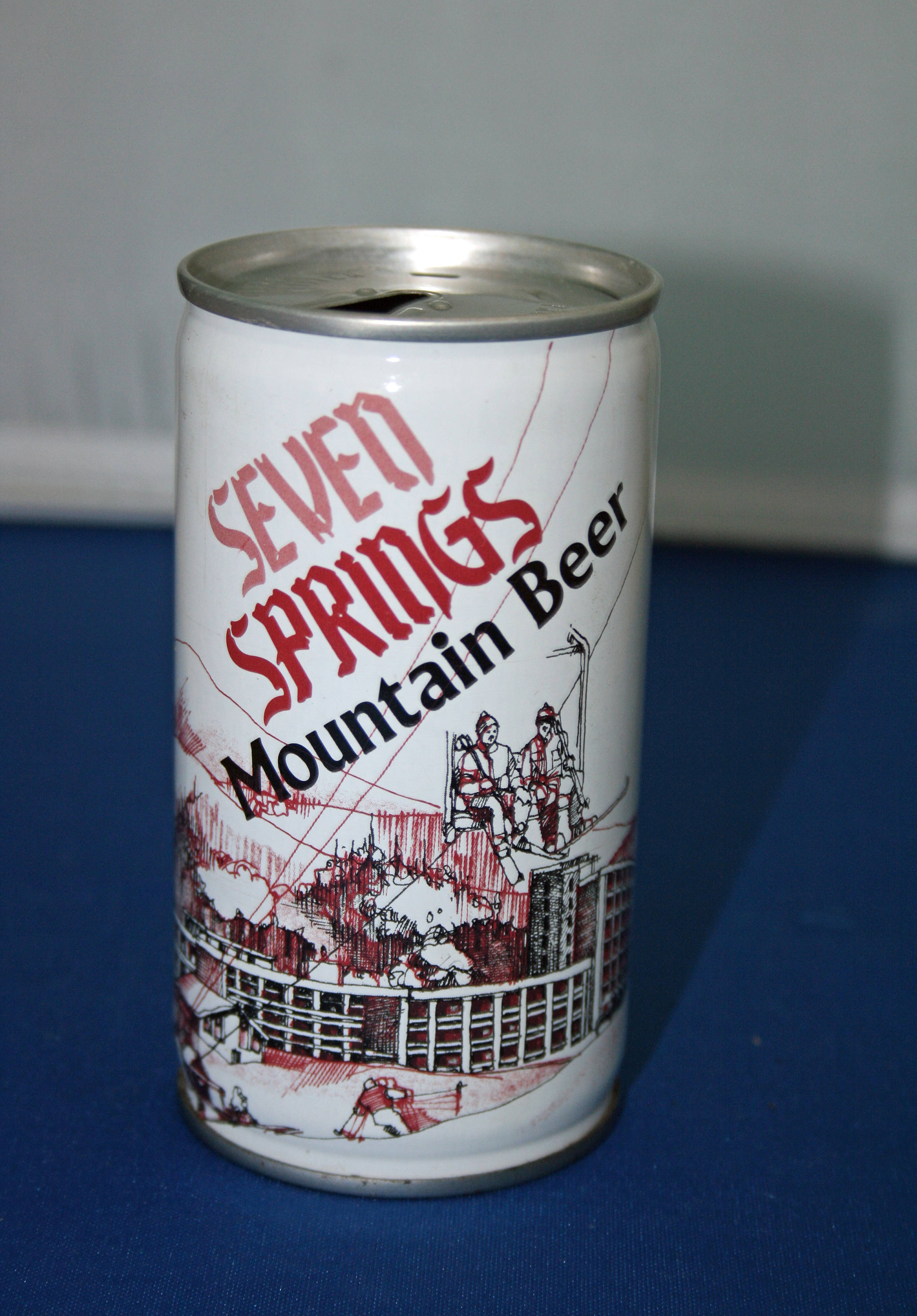 Vintage Breweriana Seven Springs Mountain Beer Steel Can Red Label