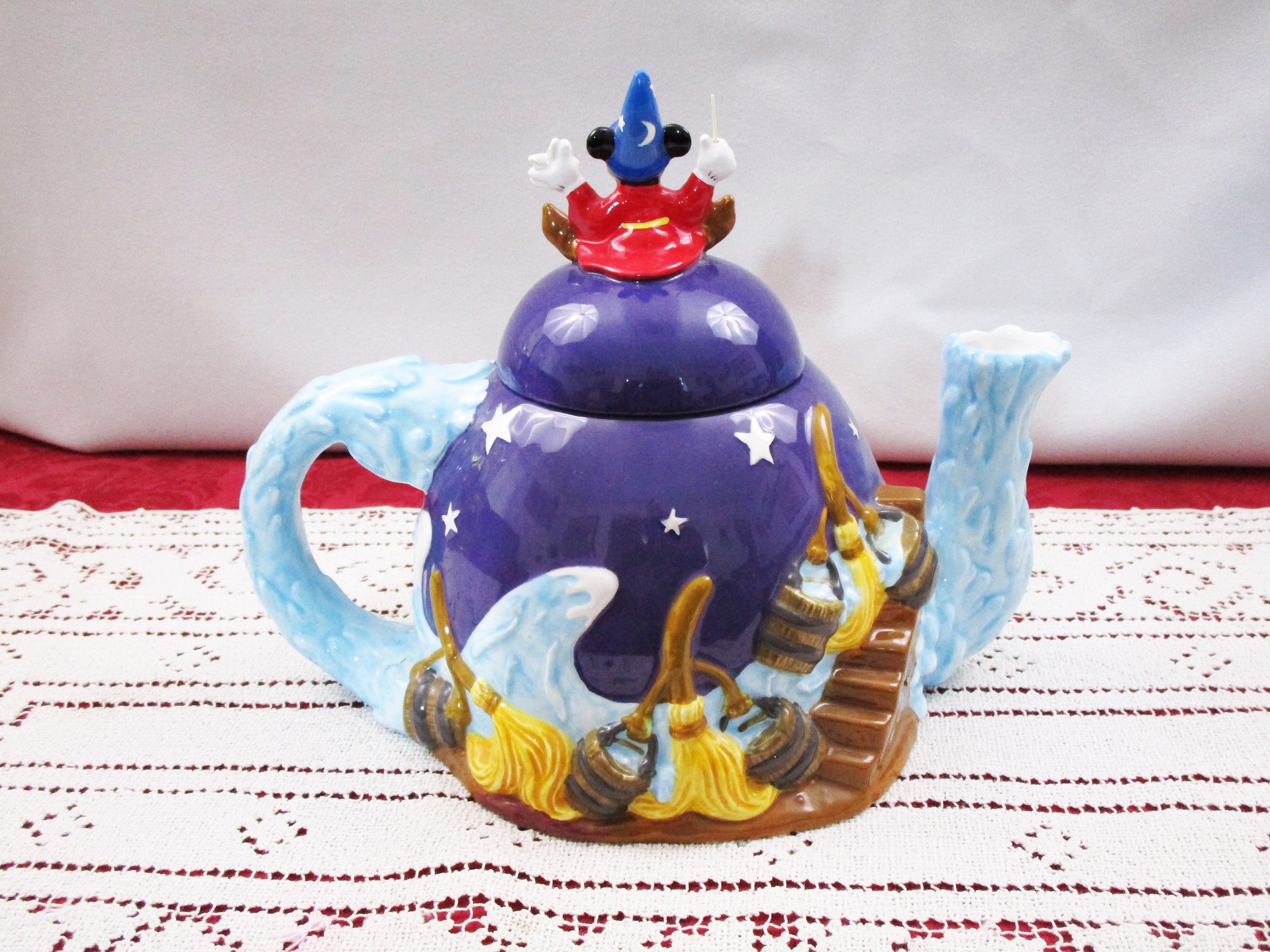 Vintage Disney Fantasia Sorcerer Mickey Mouse Porcelain Teapot Hand