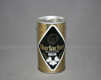 Vintage Horlacher Premium Pilsner Steel Beer Can Pull Tab Unopened & Empty Collectible Bar Memorabilia Barware Advertisement Breweriana
