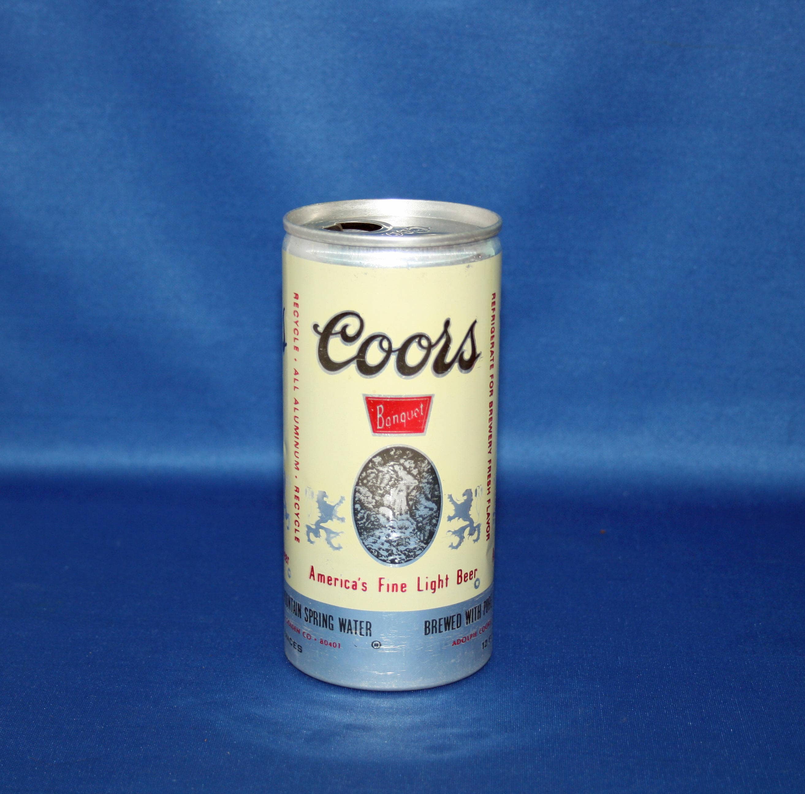 Vintage Breweriana Coors Beer Can Aluminum Push Button Top Opened Empty