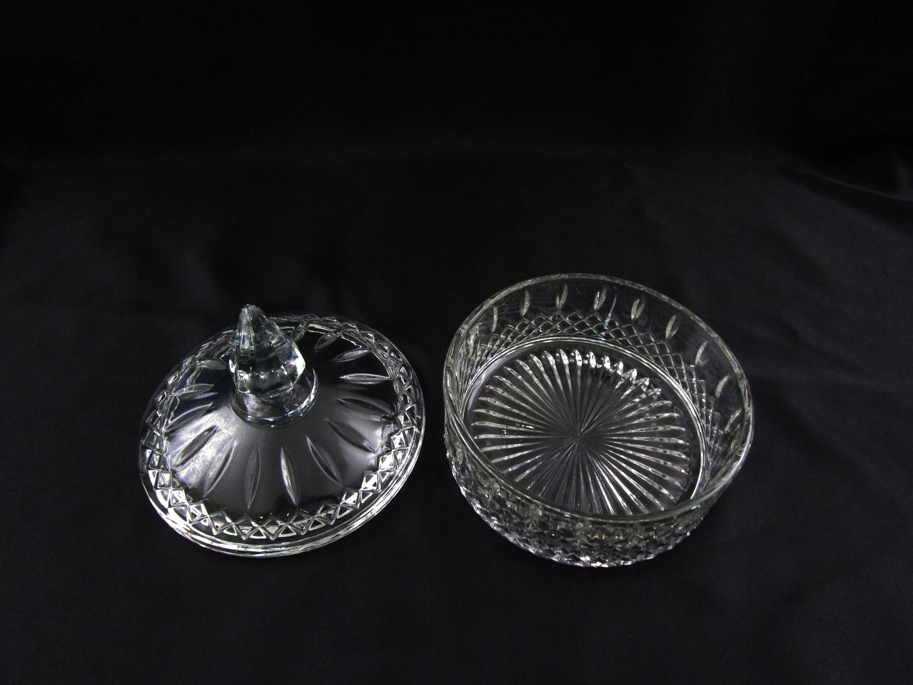 Vintage Indiana Glass Candy Box and Lid Clear Princess Pattern Lidded