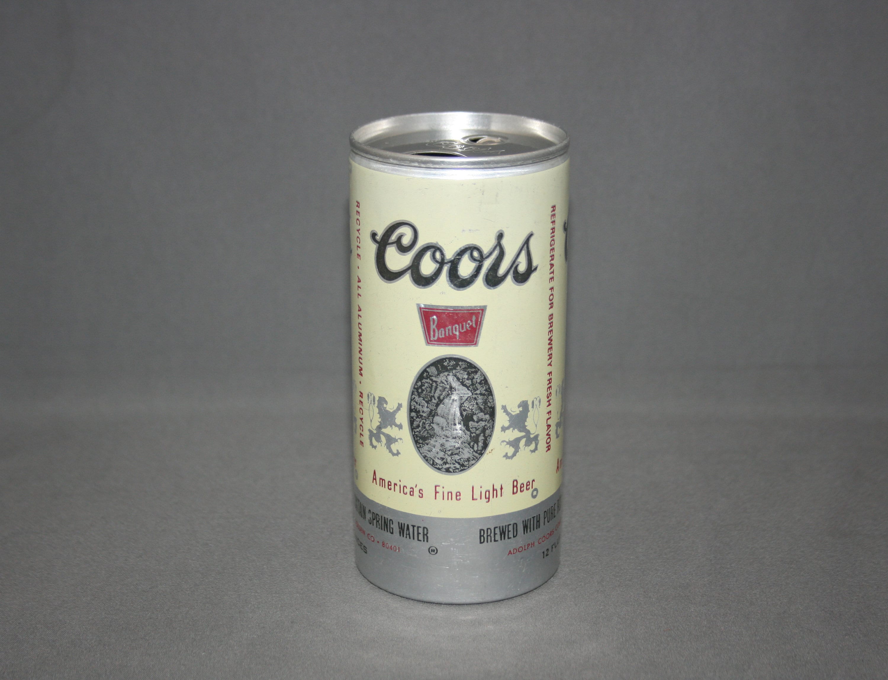 Vintage Coors Beer Aluminum Can Push Button Tab Opened & Empty Collectible  Bar Memorabilia Barware Advertisement Breweriana