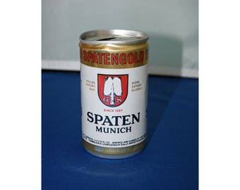 Vintage SPATENGOLD Light Beer Can Spaten Munchen Monaco Munich Aluminum Pull Tab Bar Memorabilia Barware Collectible Breweriana Advertising