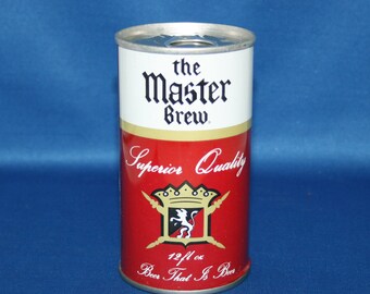 Vintage The Master Brew Steel Beer Can Walter Brewing Co Pull Tab Unopened Bar Memorabilia Barware Collectible Breweriana Advertisement