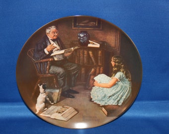 Vintage Edwin M Knowles Norman Rockwell Heritage Collectors Plate - The Storyteller 1984 Cabinet Plate Collector Plate