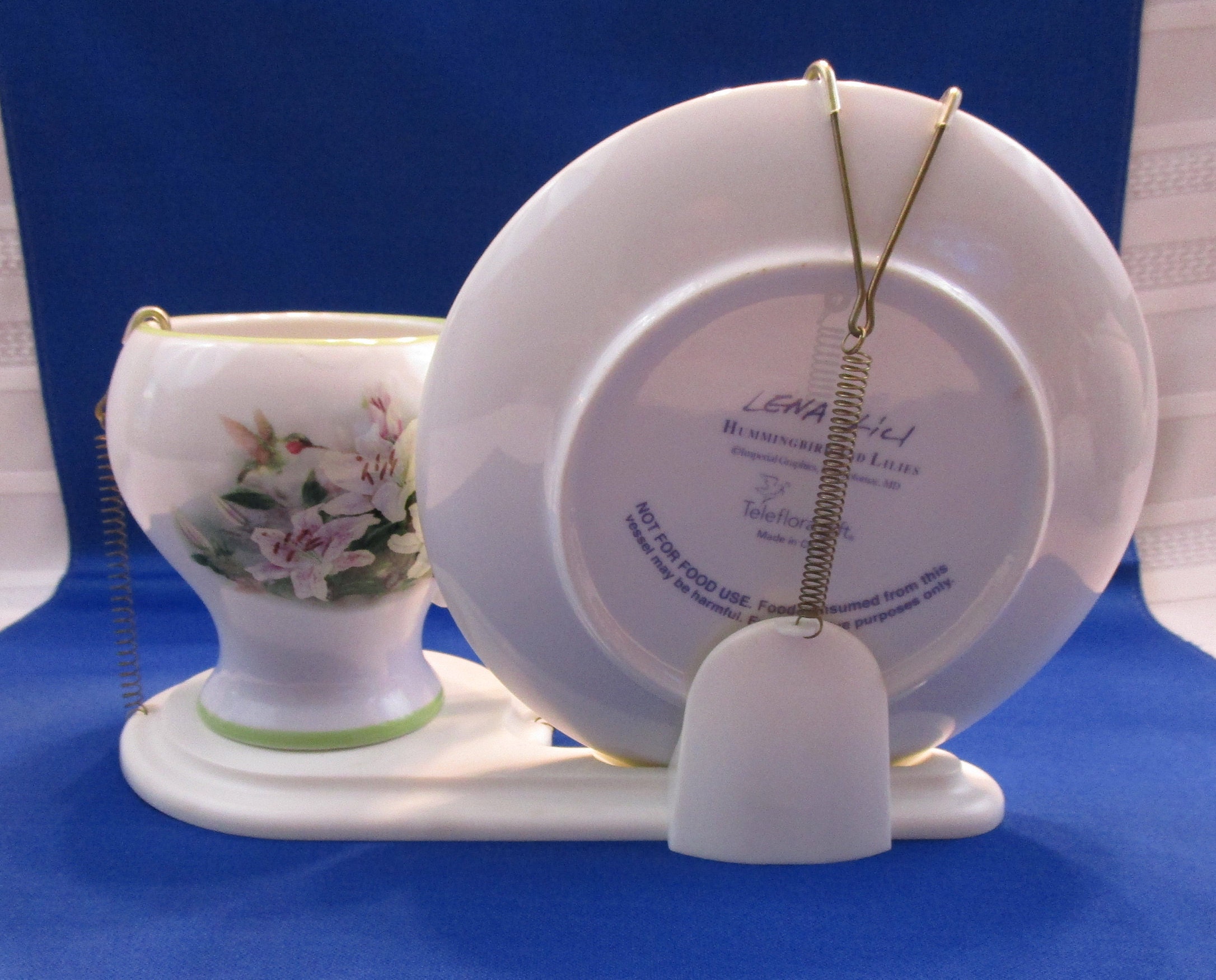 Vintage Teapot Teacup and Saucer Beautiful Lena Liu Hummingbird and