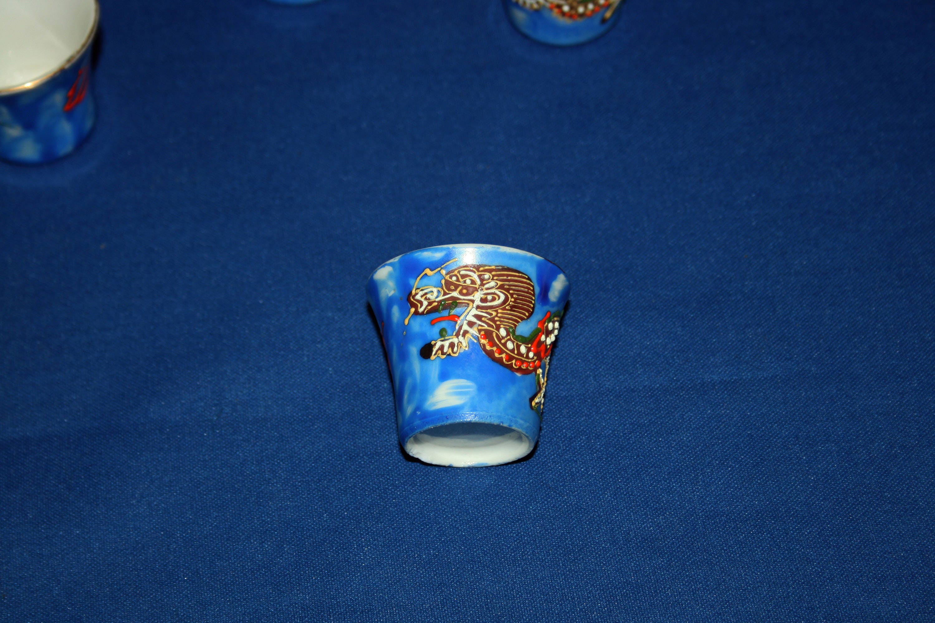 Vintage Dragonware Sake Set SATSUMA Geisha Lithophane Whistling Singing