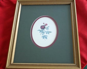 Vintage Framed Rose Art Print Professionally Framed Double Matted  Artwork Picture Home Decor Wall Art
