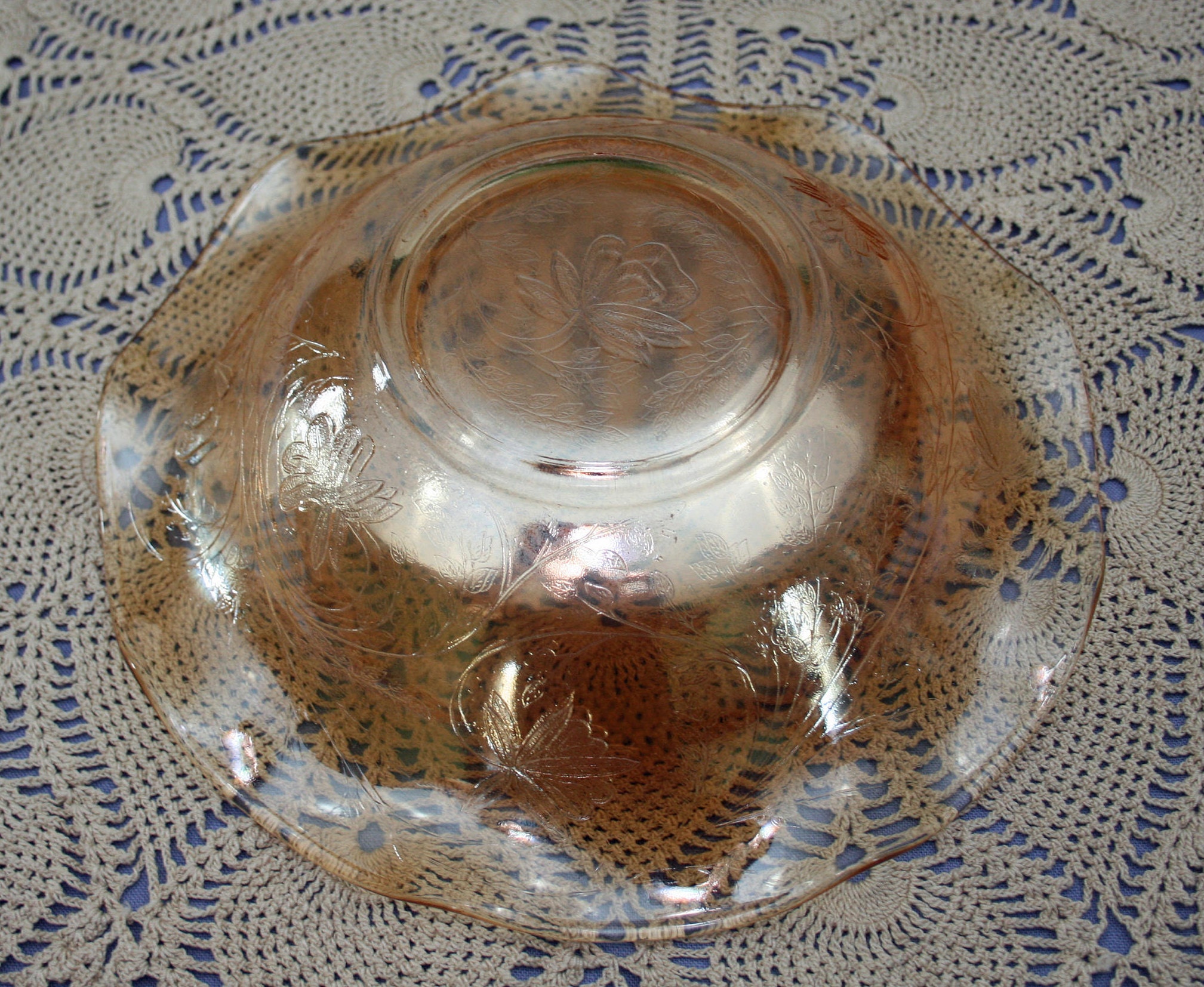 Vintage Marigold Glass Floragold Ruffle Bowl Glass Co 1950's