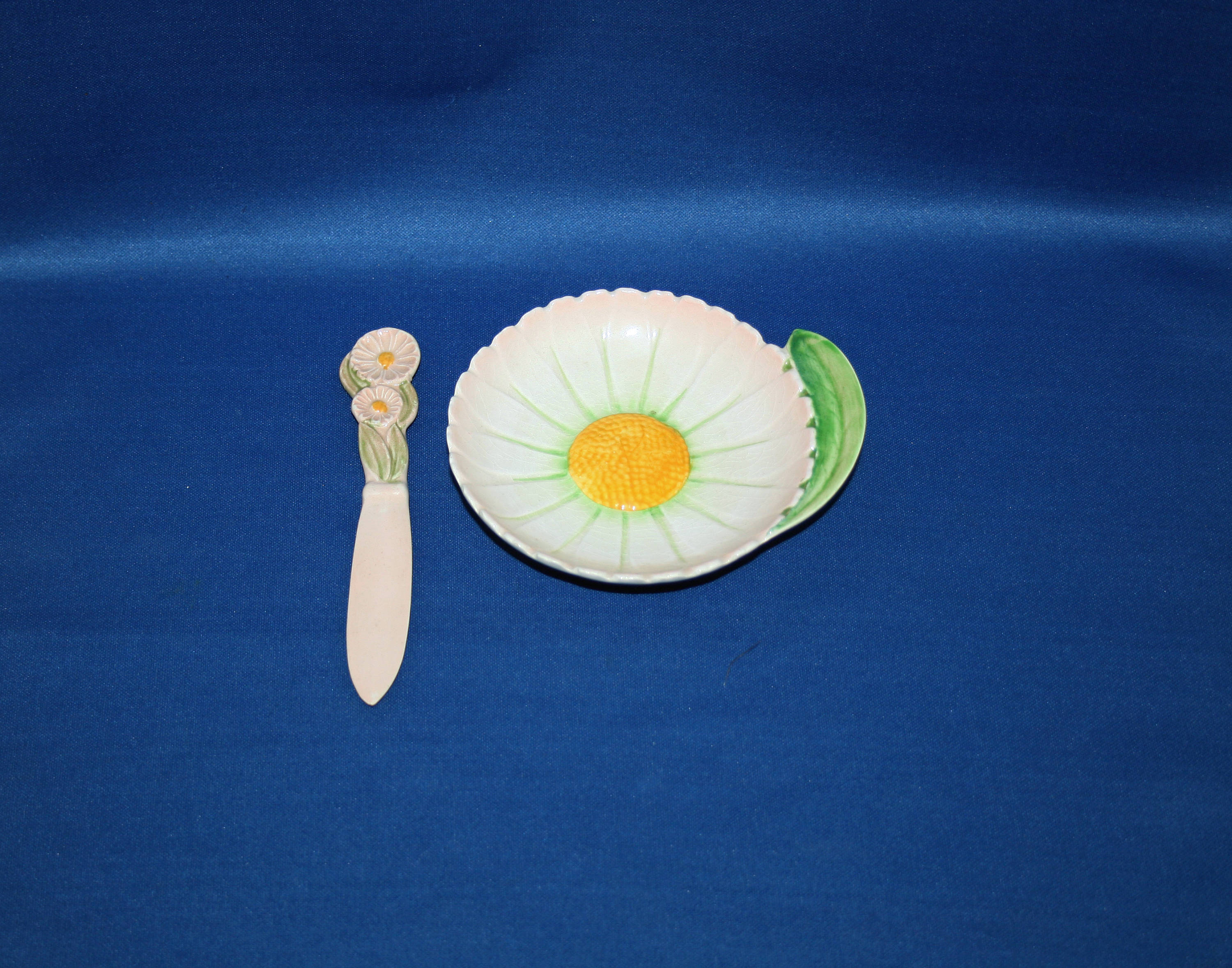 Vintage Carlton Ware Sunflower Butter Dish and Knife Jam or Preserves