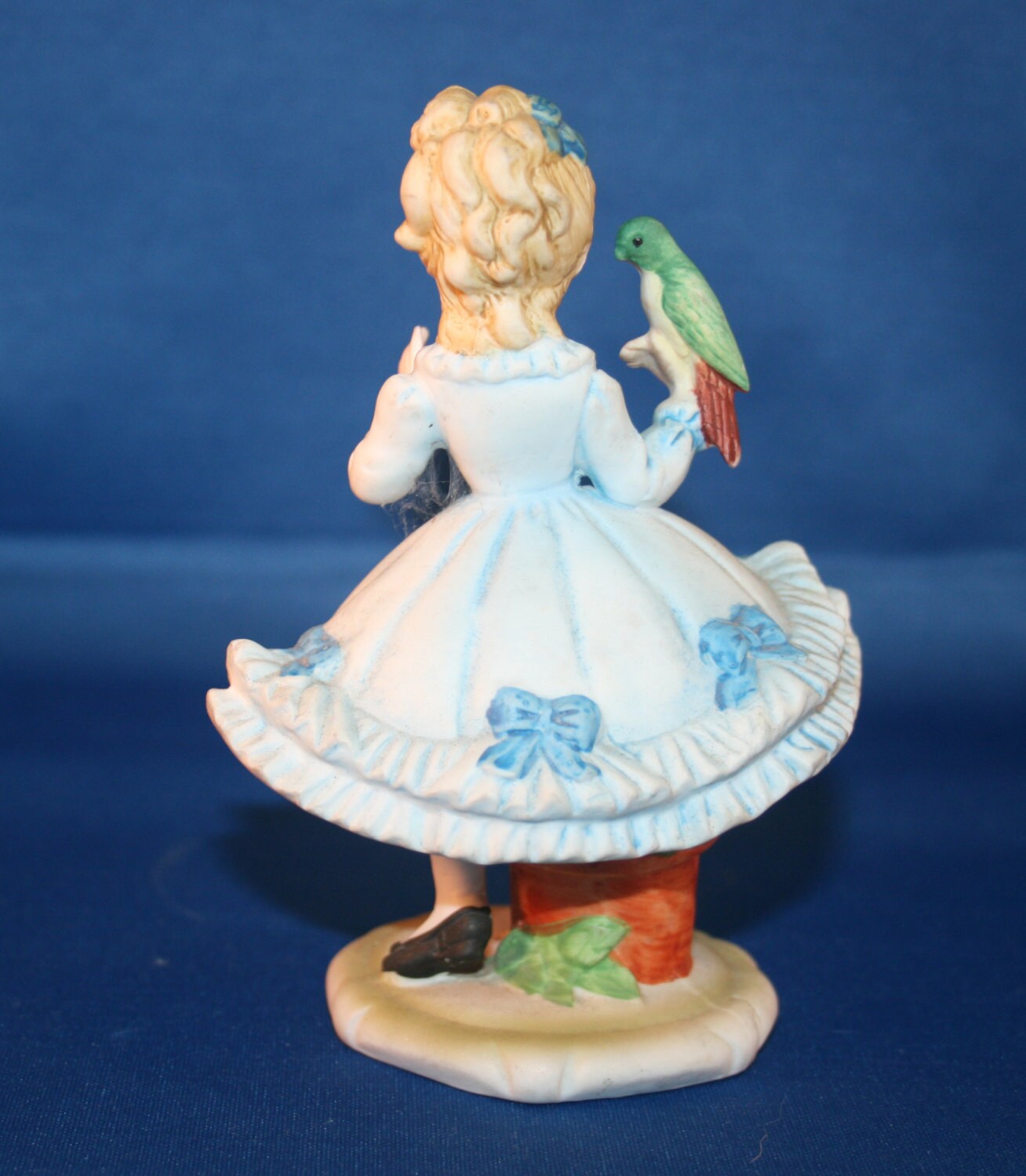 Vintage Lefton China Figurine of a Girl and Parrot Hand Painted KW534U