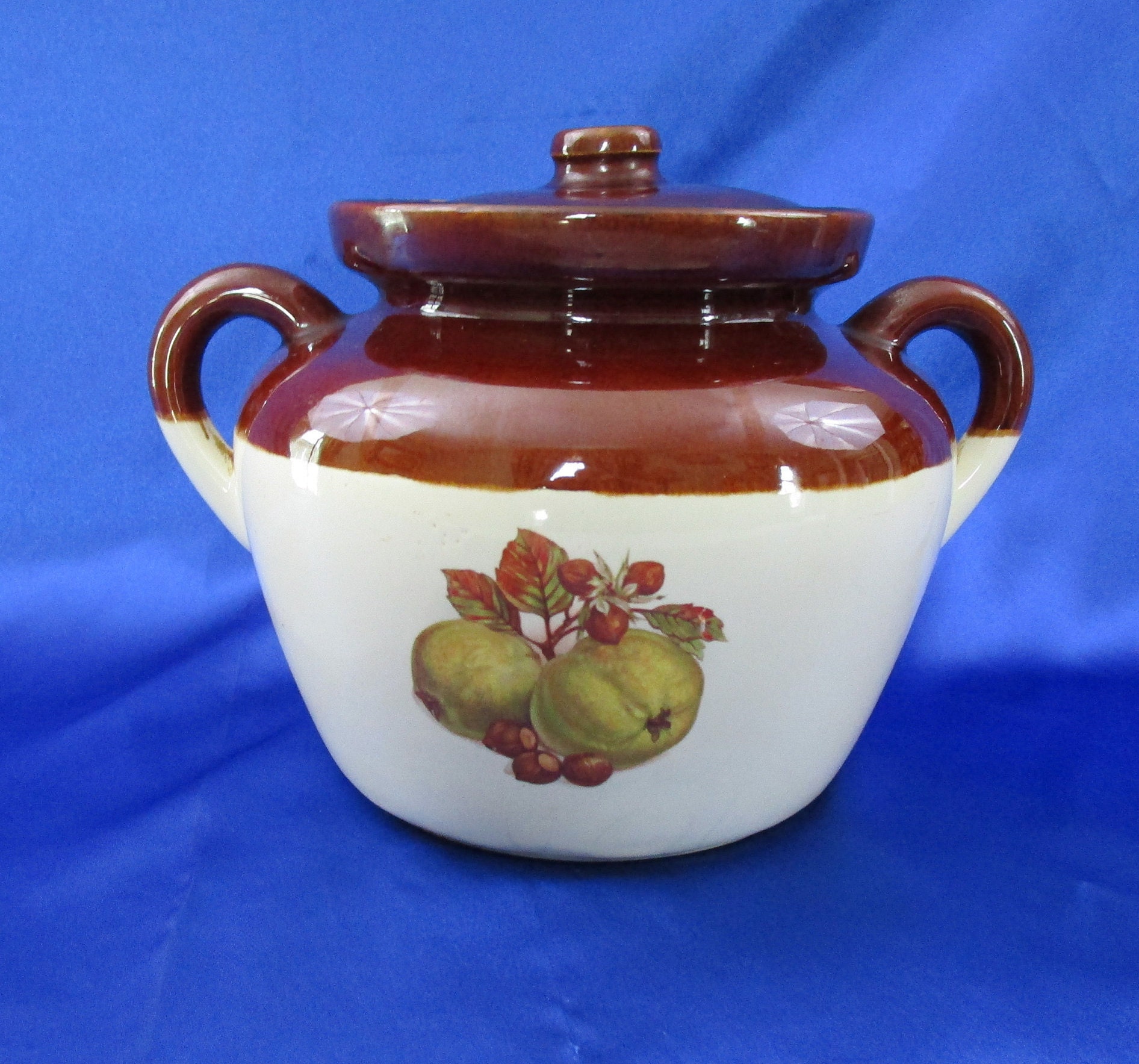 Vintage McCoy 2 Quart Stoneware Bean Pot with Original Lid Autumn