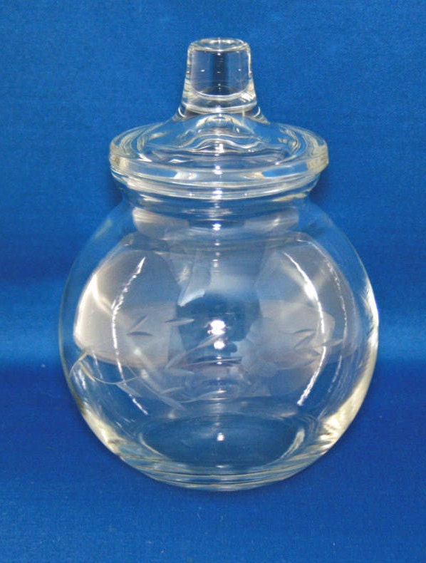 Vintage Princess House Heritage Crystal Jar Cotton Ball Lidded Jar