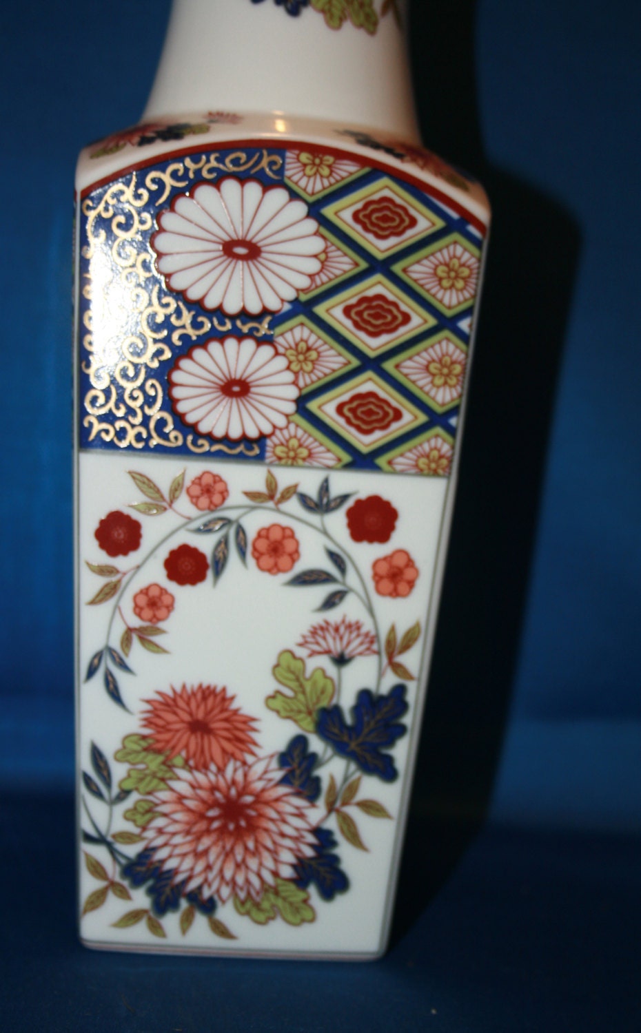 Vintage Oriental Japanese 10 inch Square Vase by Imari Ware or Arnart Imports Inc