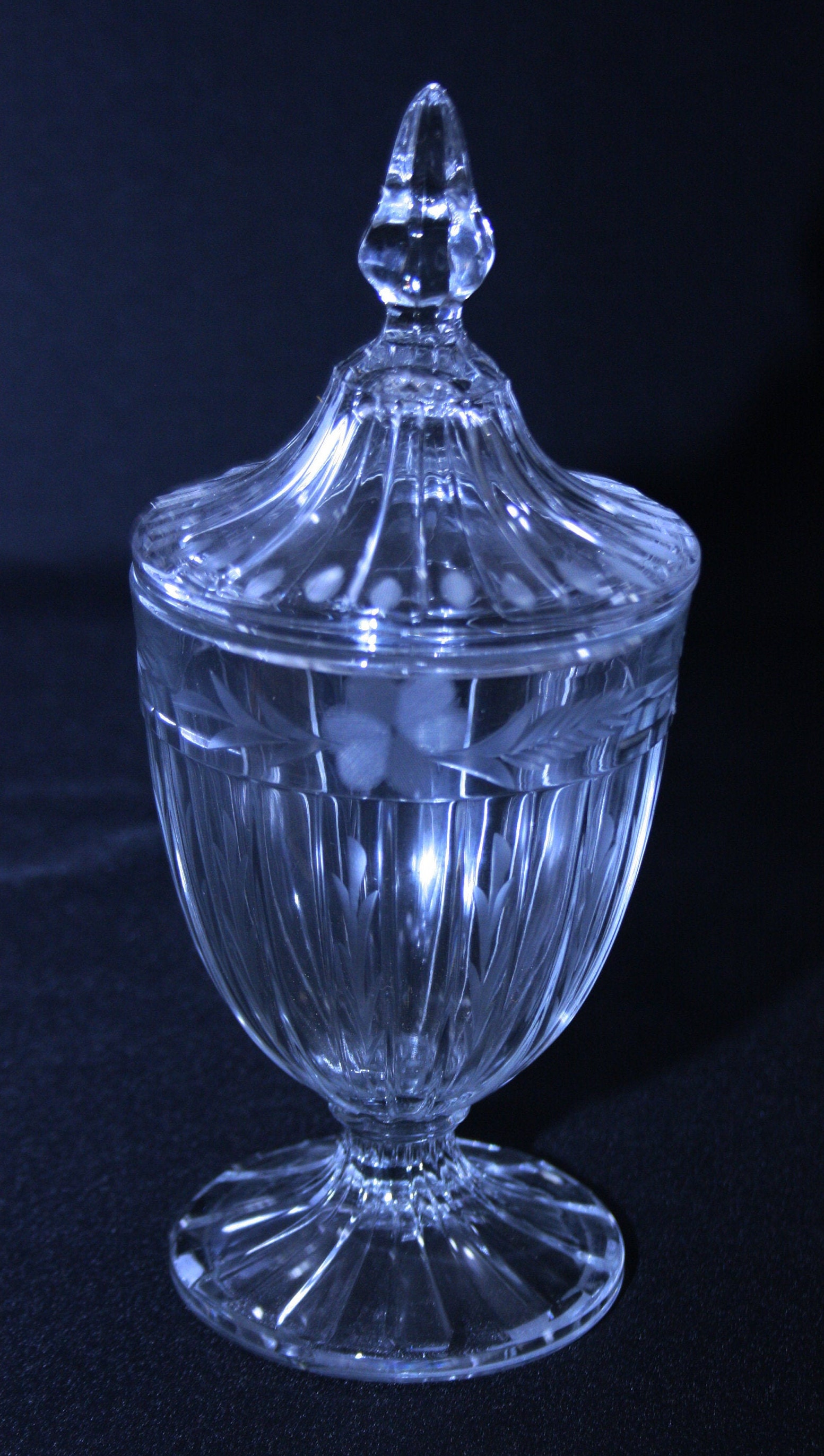 Antique A H Heisey Apothecary Jar Signed Pattern 465 Raised Panel