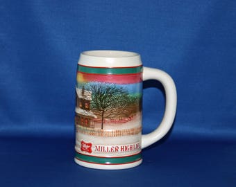 Vintage Rastal 1985 Miller High Life Beer Tankard Stein Holiday Traditions Handcrafted LE Barware Germany Breweriana Bar Collectible Barware
