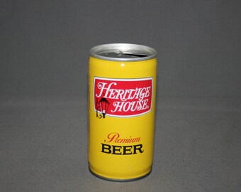 Vintage Heritage House Premium Beer Steel Beer Can Pull Tab Opened & Empty Collectible Bar Memorabilia Barware Advertisement Breweriana