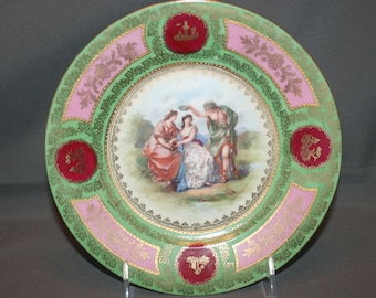 Antique Royal Vienna Cabinet Plate numbered 16 Hand Painted signed Angelica Kauffmann Porcelain Art Charger Dinner Plate Vienna Bindenschild