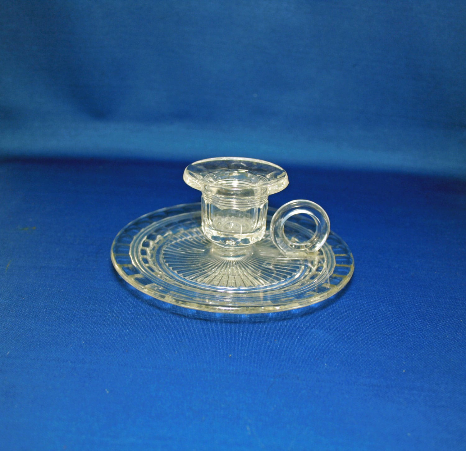 Antique Chamber Candlestick Holder, Clear EAPG Early American Pressed