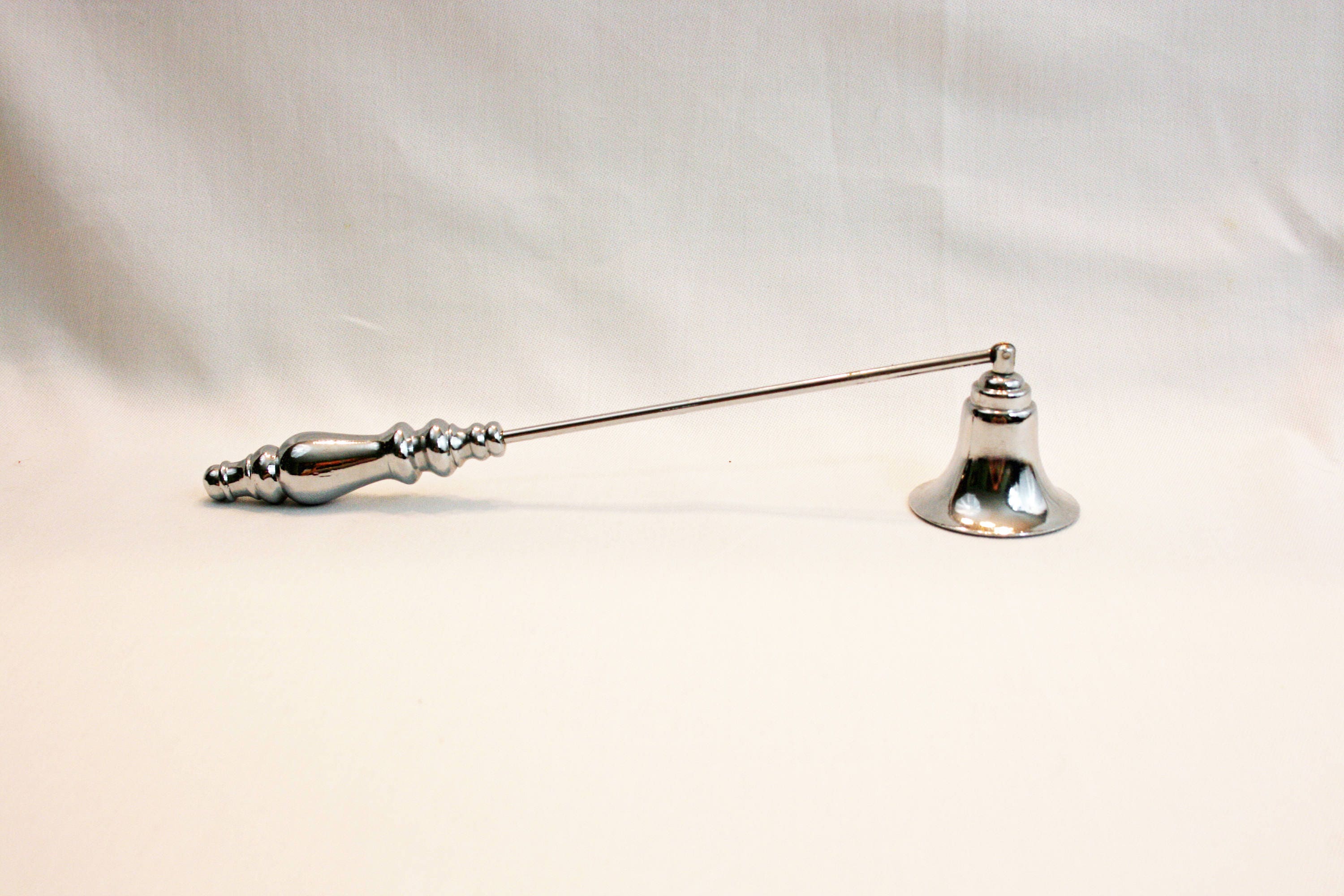 Vintage Heavy Hinged Bell Candlestick Candle Snuffer Silver tone Finish