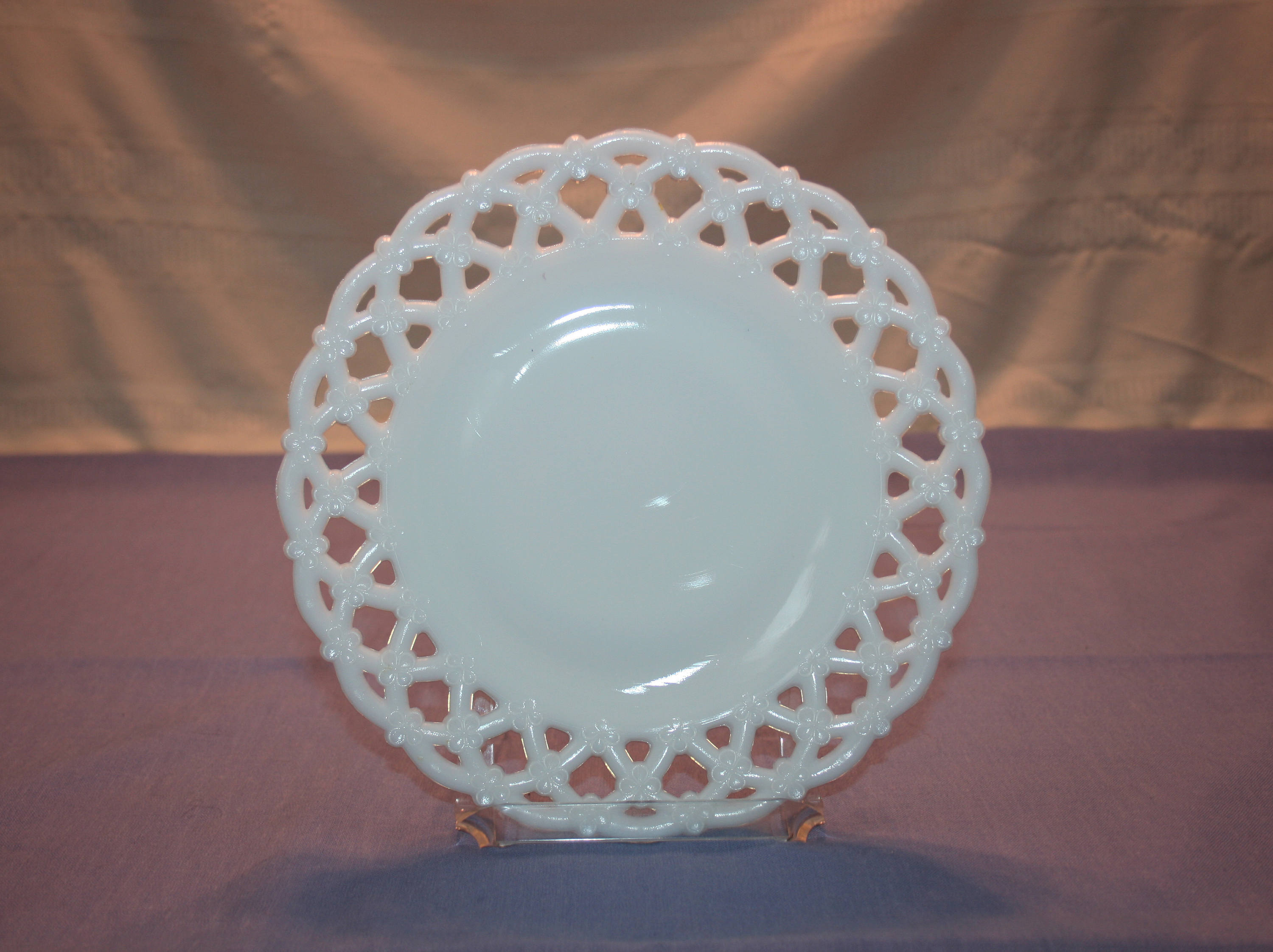 Vintage Westmoreland Milk Glass Luncheon Plate Forget Me Not Pattern Lattice Reticulated Plate Circa Prior To 1940 S Dessert Plate