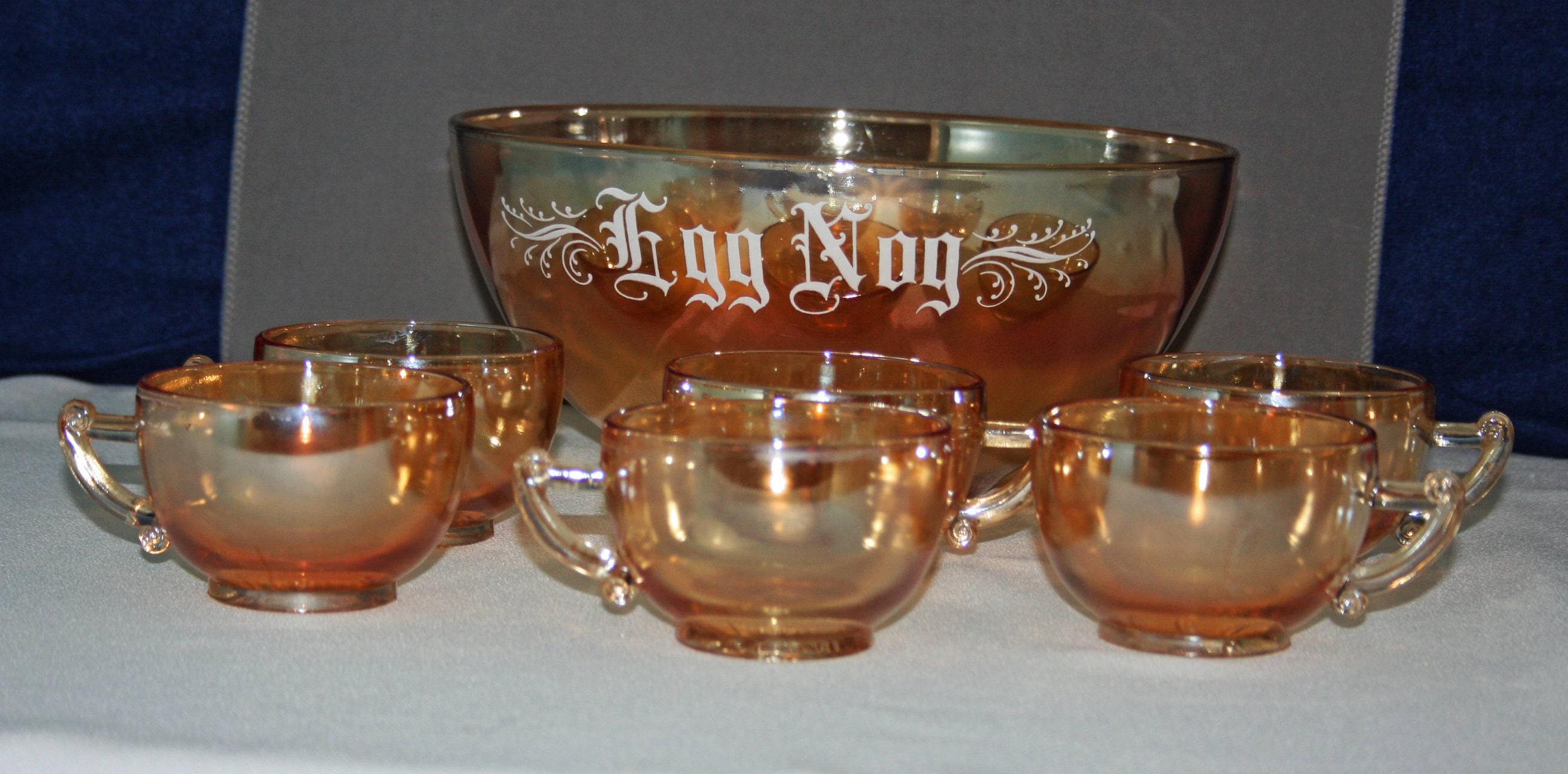 Egg Nog Punch Bowl Set Glass Co Carnival Glass Eggnog Bowl agrohort.ipb.ac.id