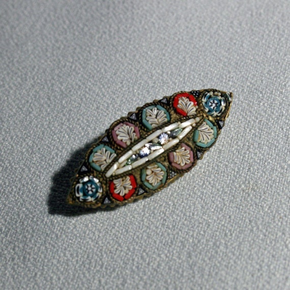 Antique Italian Micro Mosaic Brooch Jewelry Pin Ma
