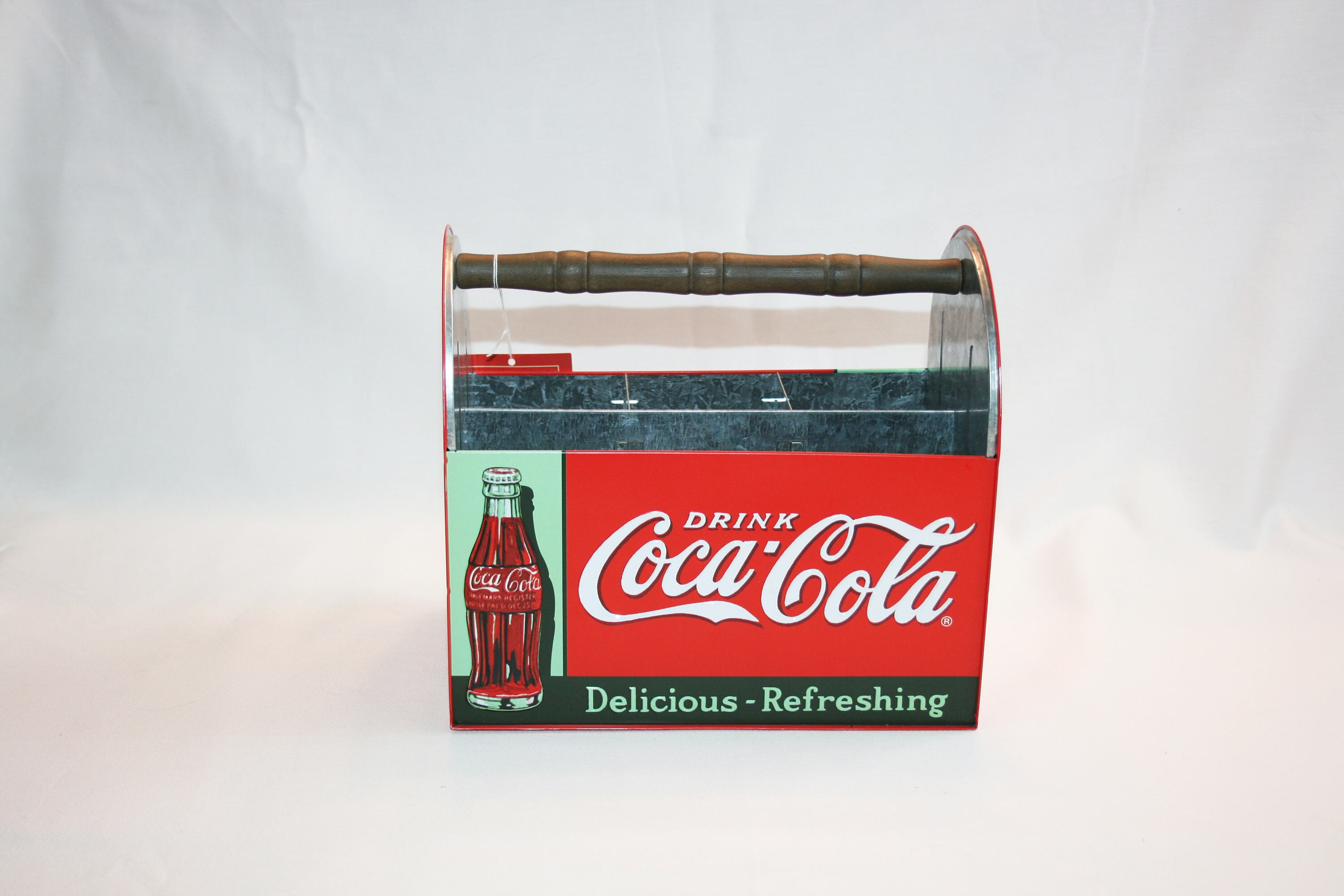 Coca Cola Embossed Tin Utensil Caddy New with Tag flatware napkin