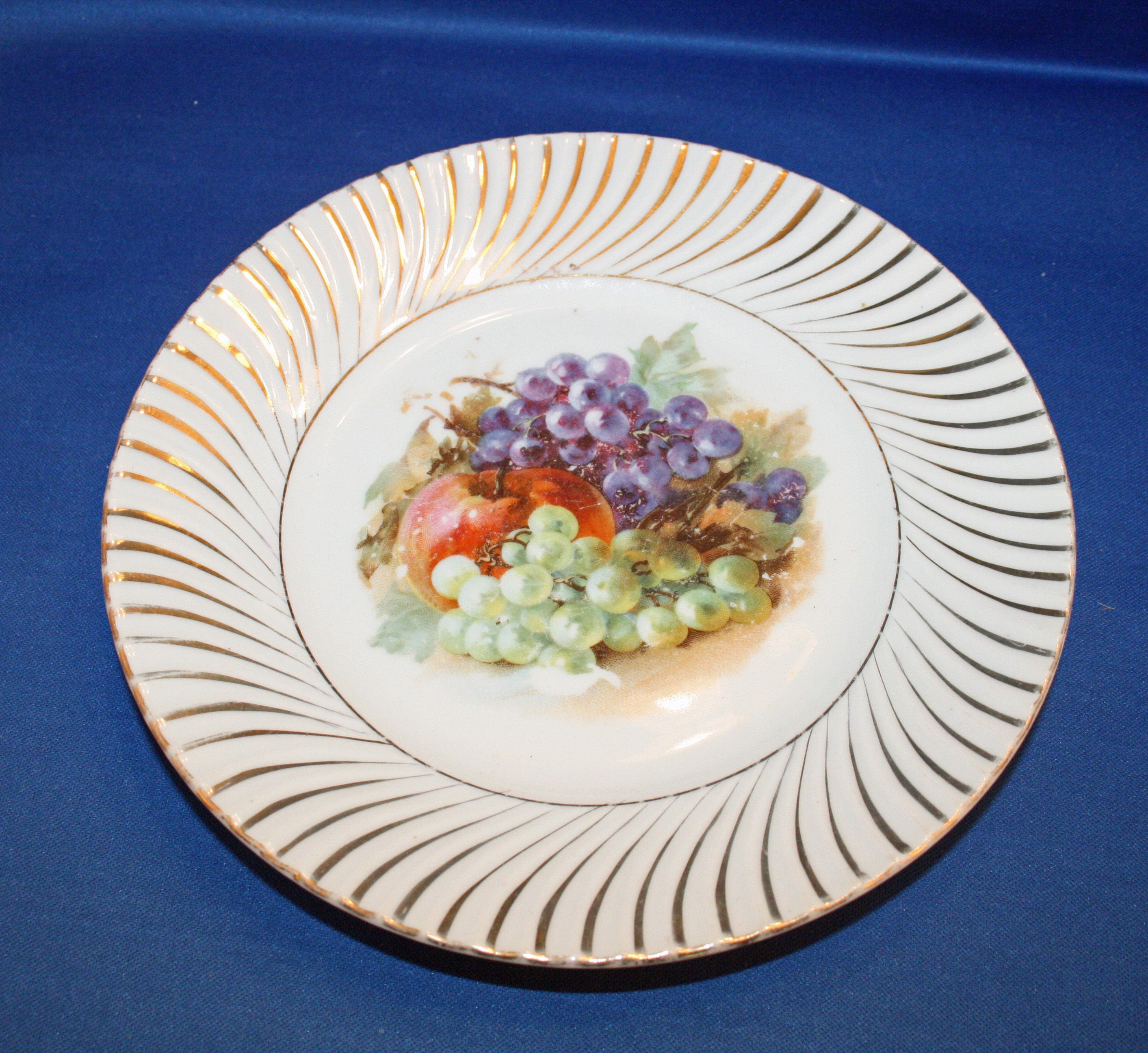 Vintage Embossed Silesiea Dessert China Plate Fruit Porcelain