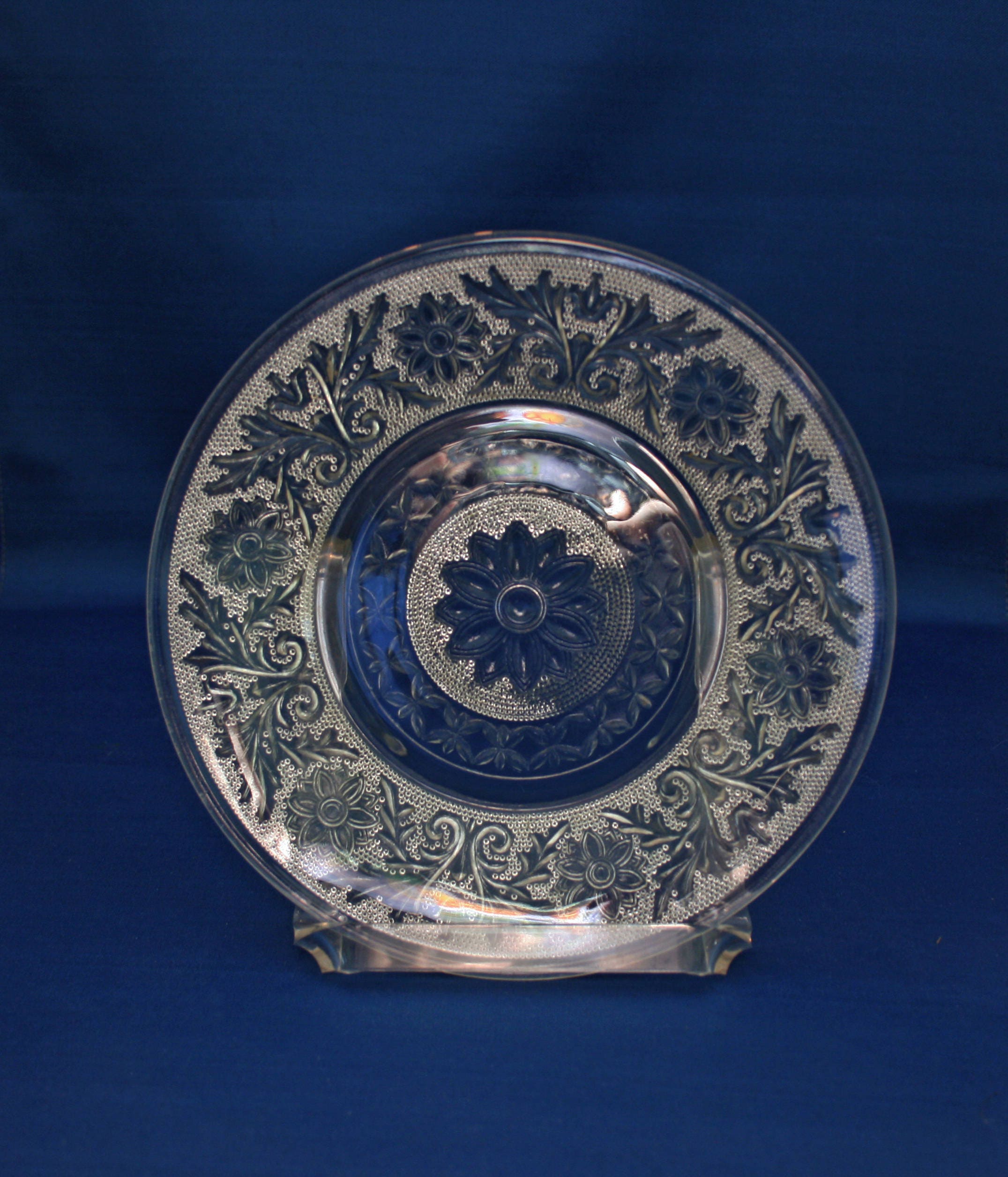 Vintage set of 4 Anchor Hocking Crystal Sandwich Plate Clear Glass