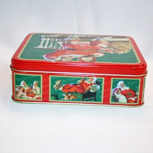 Vintage Coca-Cola Christmas Santa Tin Collectors Tin Coca Cola Collectible Coke Memorabilia Ephemera Storage Box Tin image 5