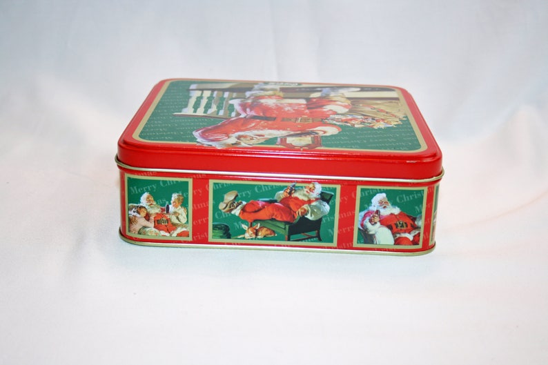 Vintage Coca-Cola Christmas Santa Tin Collectors Tin Coca Cola Collectible Coke Memorabilia Ephemera Storage Box Tin image 5