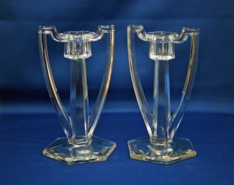 Antique Chippendale EAPG Colonial Candlesticks set of 2 Candle Holders circa early 1900’s Candlestick Candle Holder