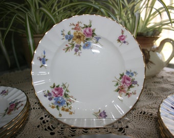 Vintage Royal Worcester Roanoke Bread and Butter Plate Fine Bone China Dessert Plate Salad Plate Made in England 1960's Set of 12 Plates