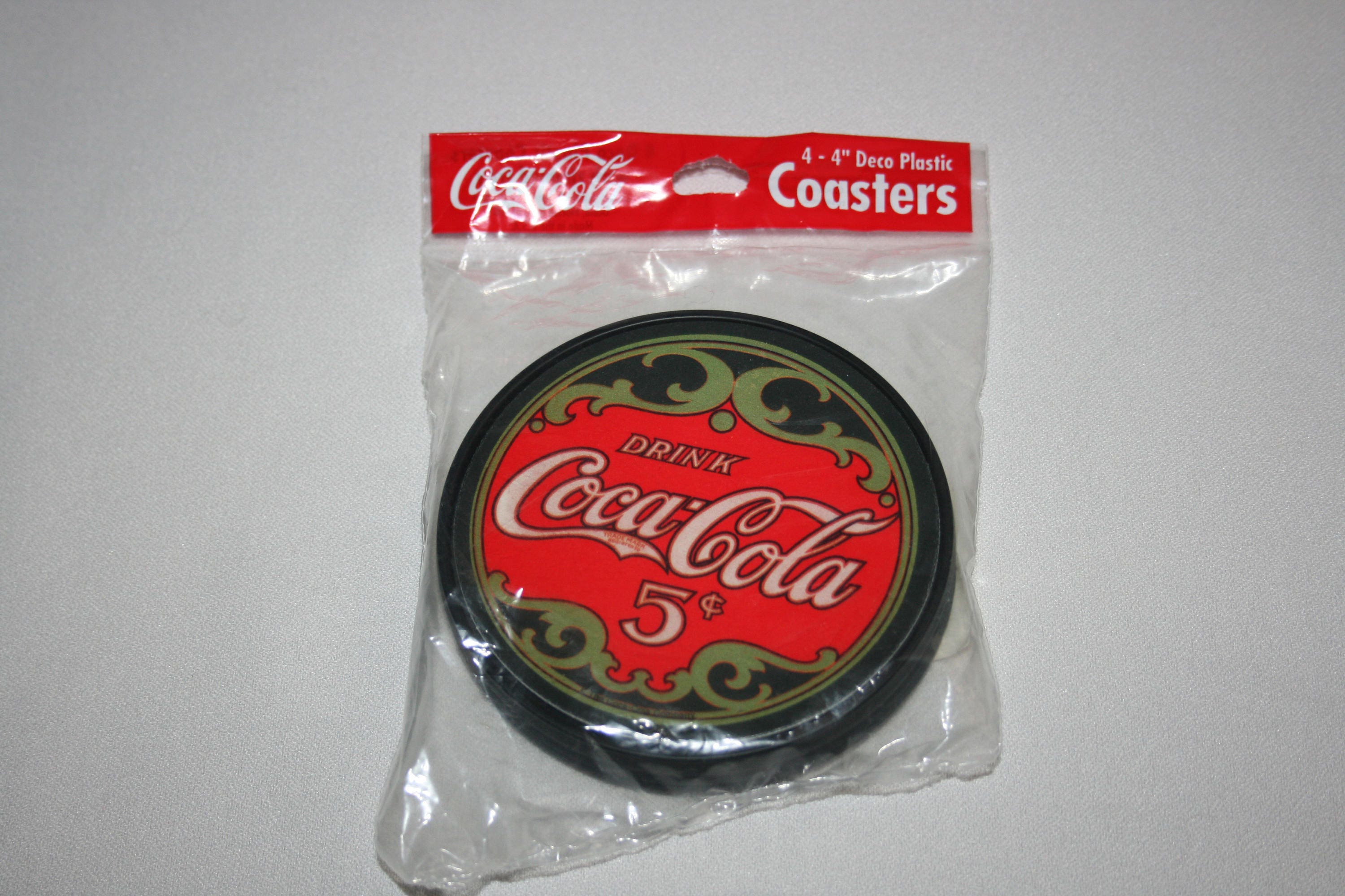 Coca Cola set of 4 Plastic Coasters set with Retro Advertising Insert 4