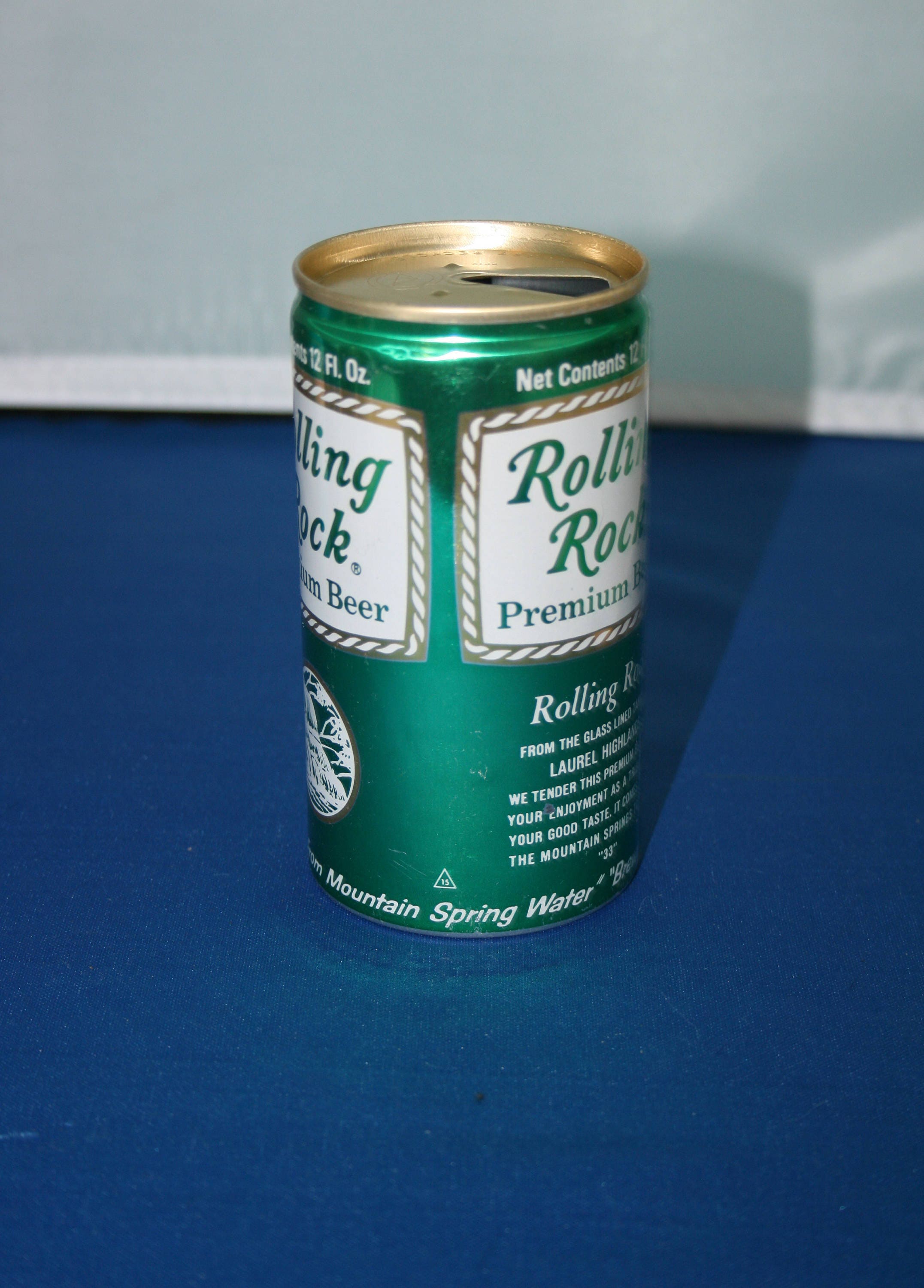 VINTAGE Rolling Rock Premium Beer Can Aluminum Pull Tab 12 Fl Oz Bar