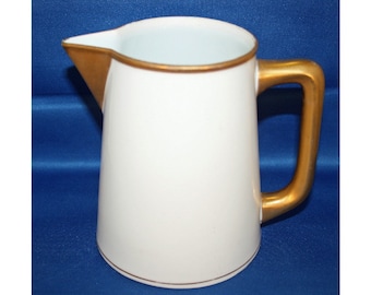 Antique NORITAKE NIPPON Pitcher with Gold Handle and Trim circa 1910 Ivory Japanese Milk Pitcher Porcelain China Water Pitcher Japan Vintage