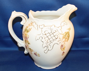 Antique Pitcher Warrick China Co. 6 cup Floral Water Milk Pitcher Made in the USA Victorian Pitcher