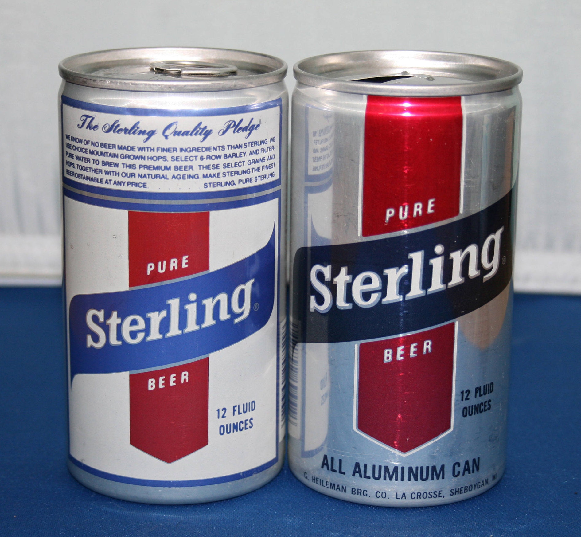 Two Vintage Pure Sterling Beer Can G. Heileman Brewing Co Aluminum Cans