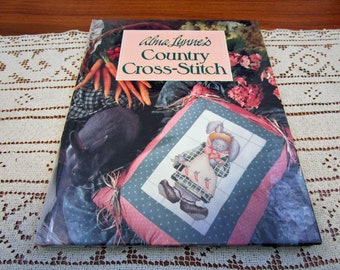 Vintage Alma Lynne's Country Cross Stitch Patterns Hardcover Book Banar Designs 1990 Craft Projects Needlework Pattern How to Crafts