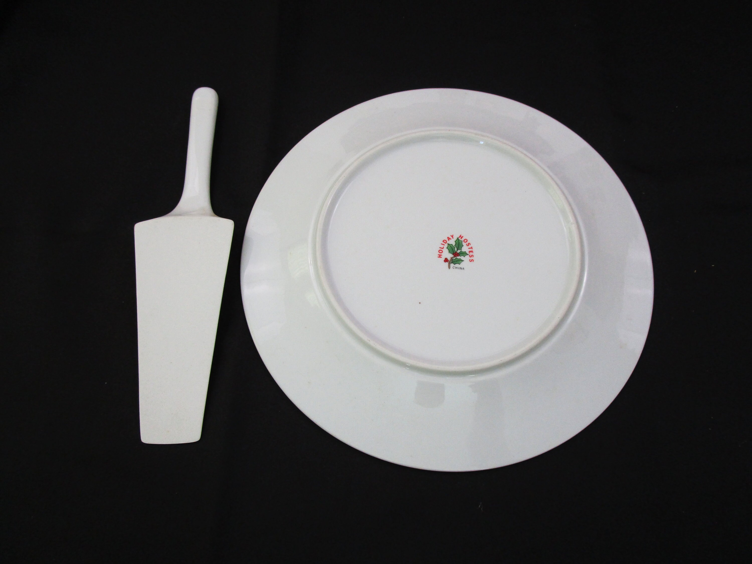 Vintage Holiday Hostess 2piece Christmas Cake Plate and Server Set